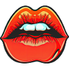 Teasing Red Lipstick Lips