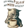 Katze Kaffee müde