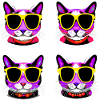 katze brille lila