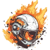 Helmet on fire