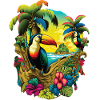 Colourful Paradise island illustration