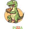 Dinosaurier mit Pizza