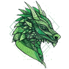 Stylized, geometric dragon