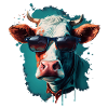 A cow with sunglasses