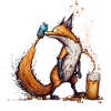 Cooler Fuchs spielt mit Bier