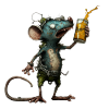 funny, crazy mouse with beer
