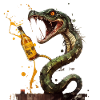 Dangerously cool snake with beer