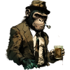 Cool gangster chimpanzee with beer