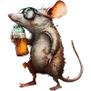 Funny beer mouse with glasses