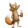 verrückter Fuchs mit Bier