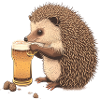 Cute hedgehog with beer