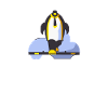 Running penguin with tie