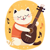 Cute cat with guitar