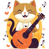Chat mignon avec guitare