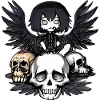Raven sitting on a skull