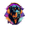 Rottweiler in Synth Wave Style