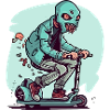 The monster on the scooter