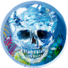 extravagant coloured skull under water