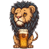 Cute Lion with Beer