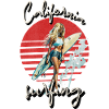 California Surfing Retro Sunset Surfer Girl