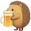 Little funny hedgehog with beer