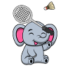 Elephant Safari Badminton Player Shuttlecock