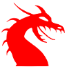 Red dragon head silhouette
