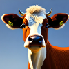 Bruine en witte koe
