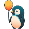 Pinguin mit Luftballon