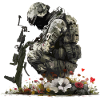 Soldier on flowers