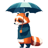 Red panda with umbrella