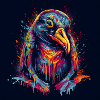 Trippy Psychadelic Penguin sitting