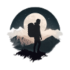 Backpacker in the moonlight, hike