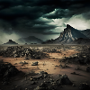Gloomy Barren Desert Landscape