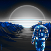 Cyber Sunset gray blue - Futuristic