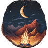 Campfire Starry Sky Moonlight Mountain