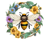 Flower wreath with bee