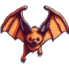 8 bit flying fox in retro and vintage pixel art