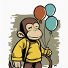 Monkey holds balloons birthday shirt
