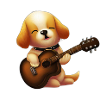 Hund mit Gitarre