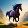 Galloping horse in sand