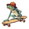 Cool frog rides skateboard