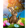Spring Easter bunny with Easter eggs