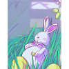 Pastel Easter Bunny in Spring Grass