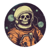 Creepy skeleton as an astronaut