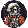 Creepy skeleton as an astronaut