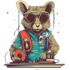 Cool DJ mouse with sunglasses and disc