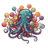Funny Comic Octopus with Lollipops