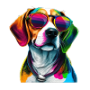 Bunte Beagle mit Sonnenbrille