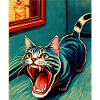 Impressionistic Funny Cat Screaming Impressionism